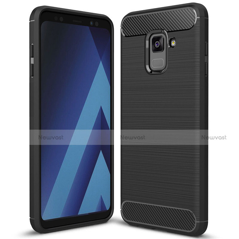 Silicone Candy Rubber TPU Twill Soft Case Cover for Samsung Galaxy A8+ A8 Plus (2018) A730F Black