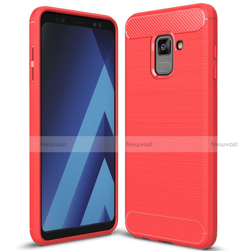 Silicone Candy Rubber TPU Twill Soft Case Cover for Samsung Galaxy A8+ A8 Plus (2018) A730F Red