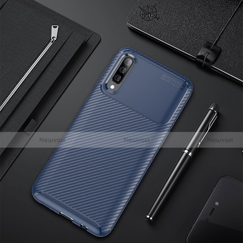 Silicone Candy Rubber TPU Twill Soft Case Cover for Samsung Galaxy A90 5G Blue