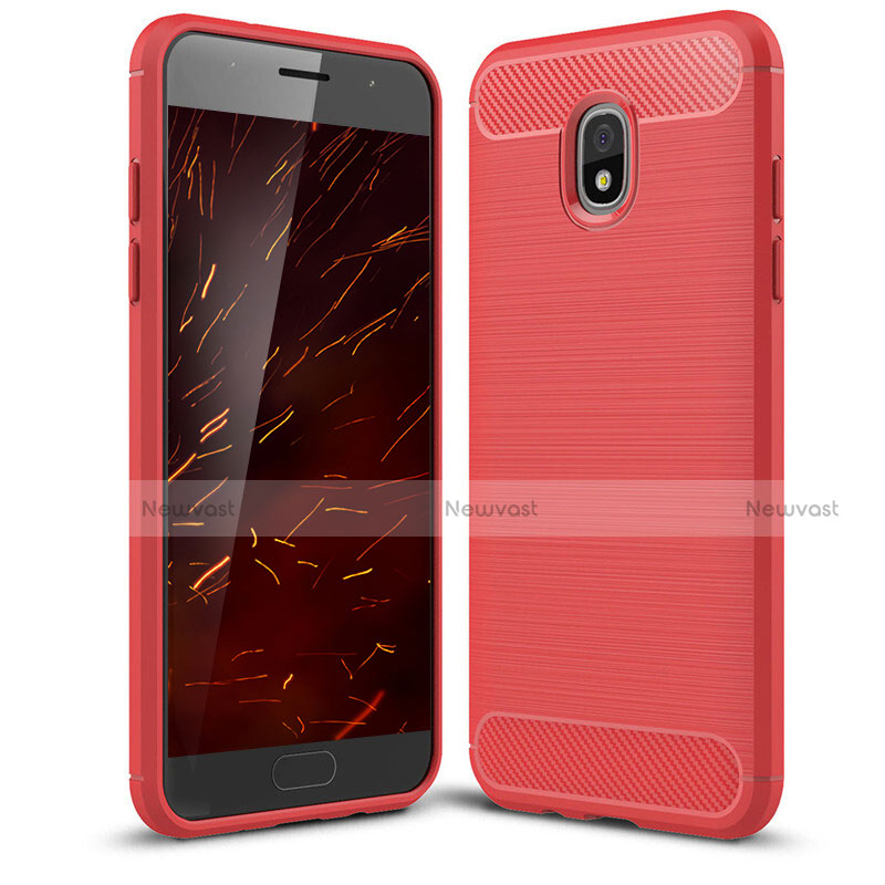 Silicone Candy Rubber TPU Twill Soft Case Cover for Samsung Galaxy J3 (2018) SM-J377A Red