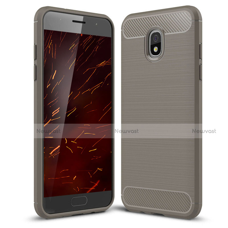 Silicone Candy Rubber TPU Twill Soft Case Cover for Samsung Galaxy J3 Star Gray