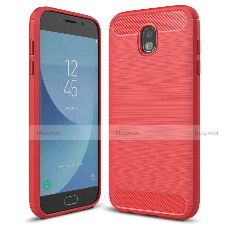 Silicone Candy Rubber TPU Twill Soft Case Cover for Samsung Galaxy J5 (2017) Duos J530F Red