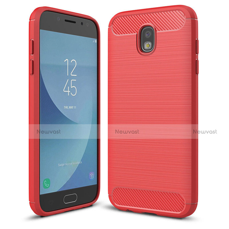 Silicone Candy Rubber TPU Twill Soft Case Cover for Samsung Galaxy J5 (2017) SM-J750F Red