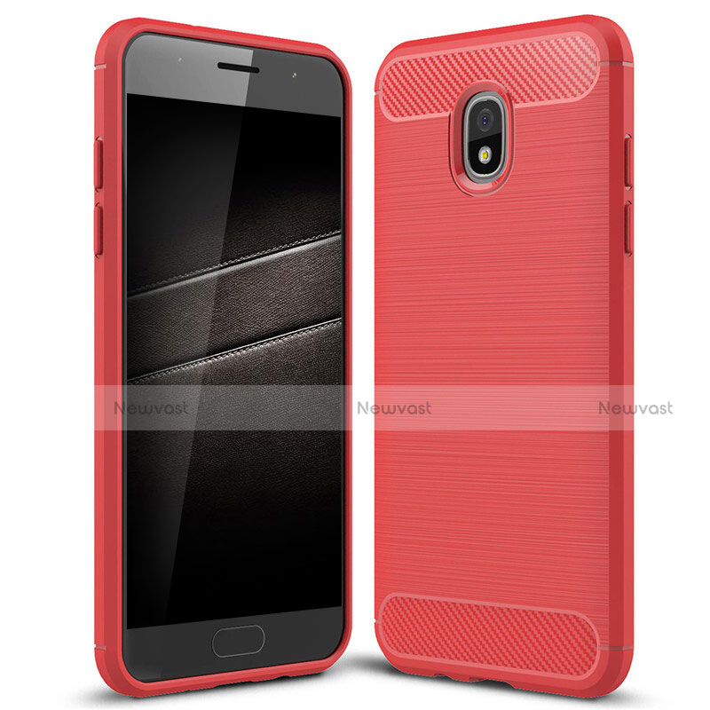 Silicone Candy Rubber TPU Twill Soft Case Cover for Samsung Galaxy J7 (2018) J737 Red