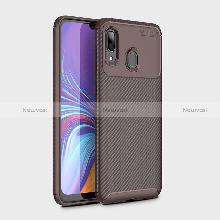 Silicone Candy Rubber TPU Twill Soft Case Cover for Samsung Galaxy M10S Brown