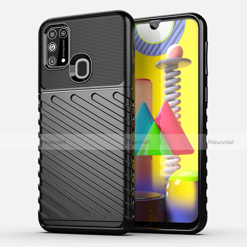 Silicone Candy Rubber TPU Twill Soft Case Cover for Samsung Galaxy M31 Prime Edition Black