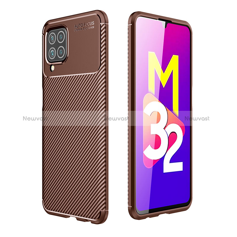 Silicone Candy Rubber TPU Twill Soft Case Cover for Samsung Galaxy M32 4G Brown