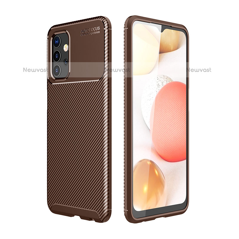 Silicone Candy Rubber TPU Twill Soft Case Cover for Samsung Galaxy M32 5G Brown