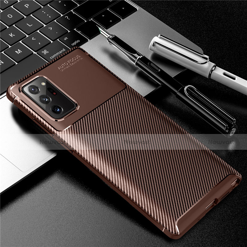 Silicone Candy Rubber TPU Twill Soft Case Cover for Samsung Galaxy Note 20 5G Brown