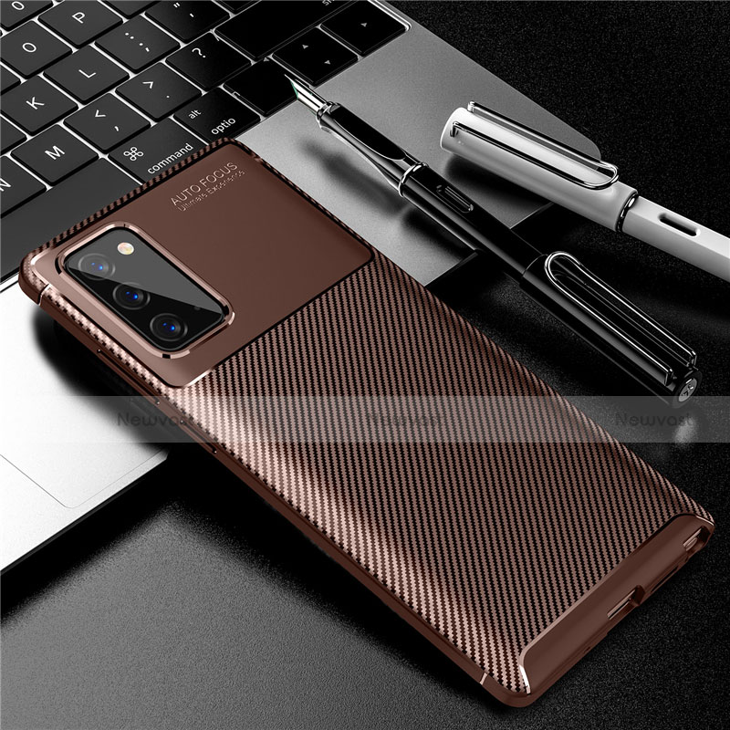 Silicone Candy Rubber TPU Twill Soft Case Cover for Samsung Galaxy Note 20 Plus 5G Brown