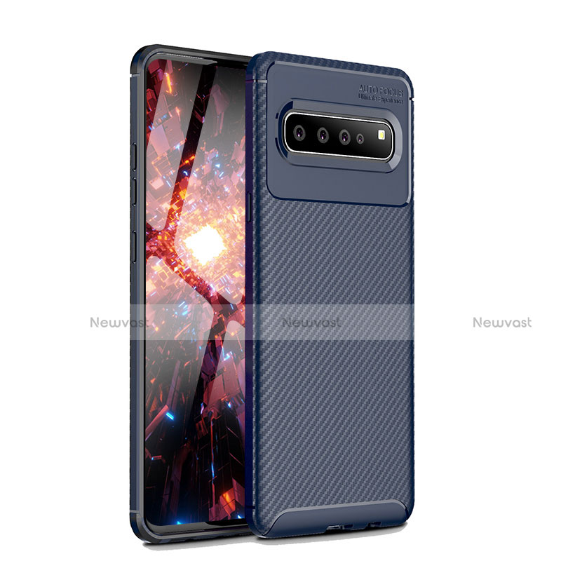 Silicone Candy Rubber TPU Twill Soft Case Cover for Samsung Galaxy S10 5G SM-G977B Blue