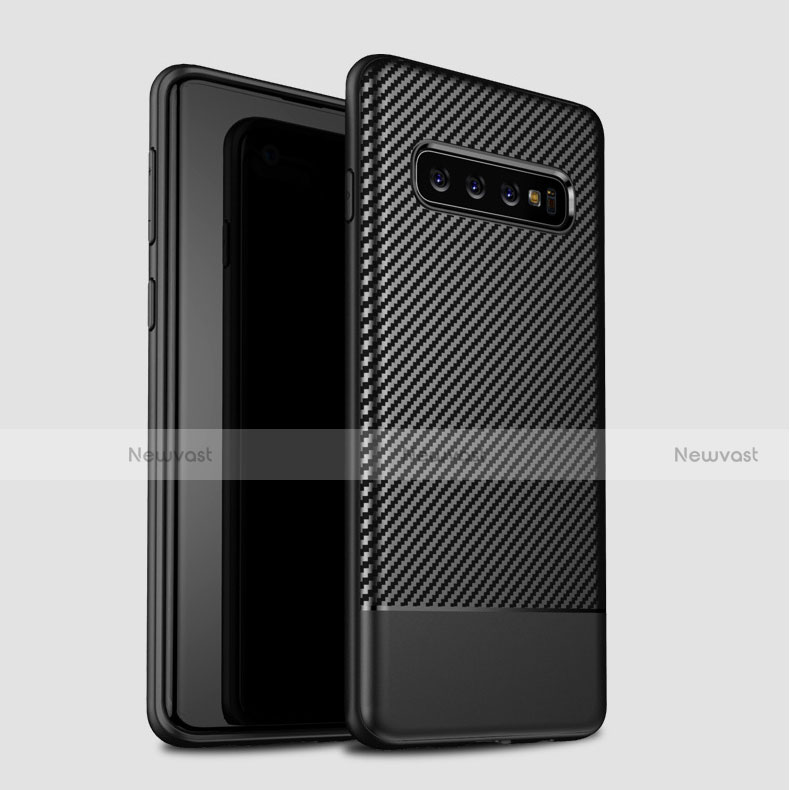 Silicone Candy Rubber TPU Twill Soft Case Cover for Samsung Galaxy S10 Plus Black