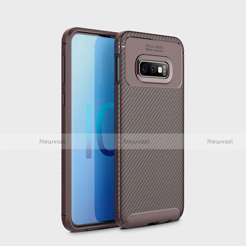 Silicone Candy Rubber TPU Twill Soft Case Cover for Samsung Galaxy S10e Brown