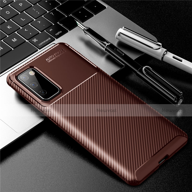 Silicone Candy Rubber TPU Twill Soft Case Cover for Samsung Galaxy S20 Lite 5G Brown