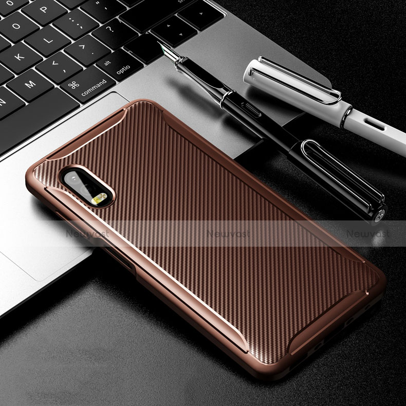 Silicone Candy Rubber TPU Twill Soft Case Cover for Samsung Galaxy XCover Pro Brown