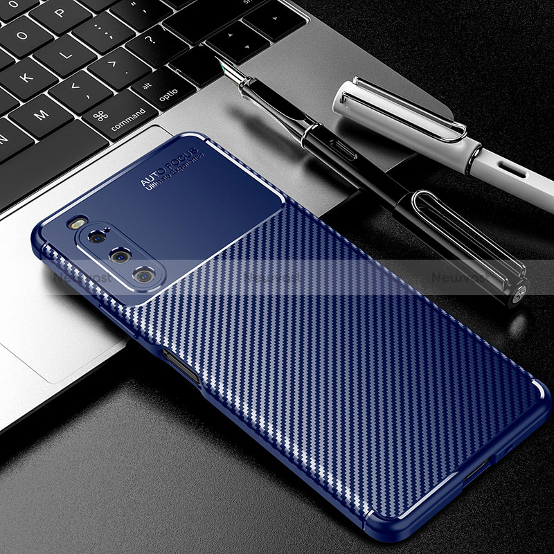 Silicone Candy Rubber TPU Twill Soft Case Cover for Sony Xperia 10 IV Blue