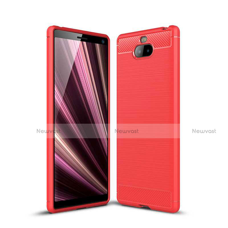 Silicone Candy Rubber TPU Twill Soft Case Cover for Sony Xperia XA3 Red