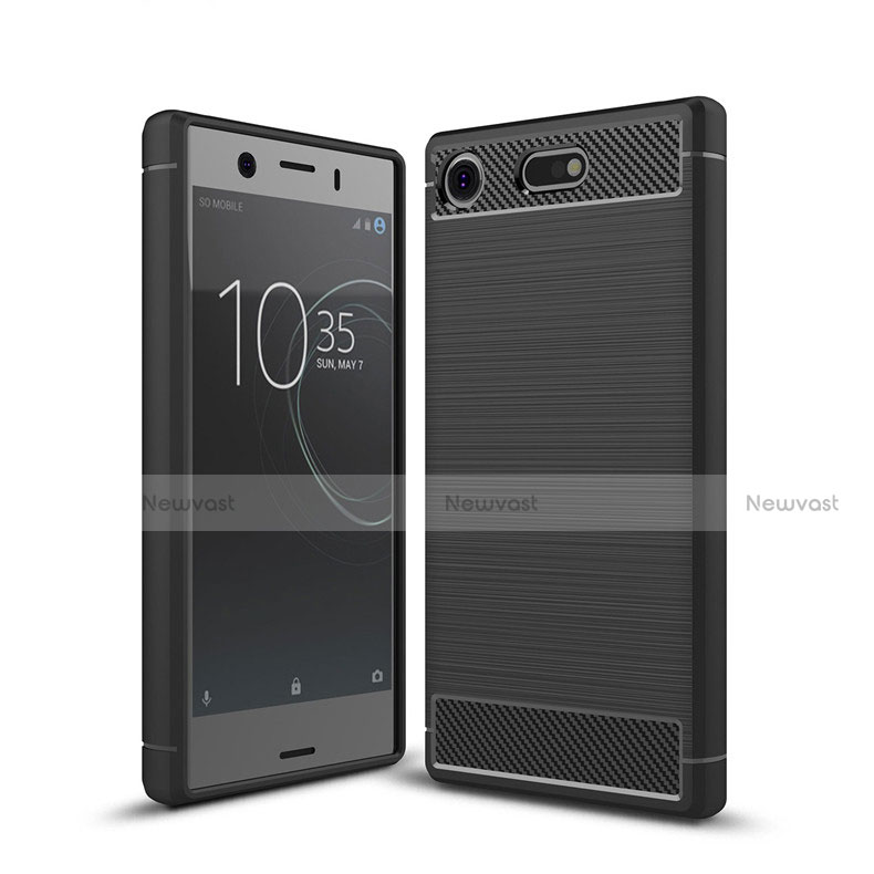 Silicone Candy Rubber TPU Twill Soft Case Cover for Sony Xperia XZ1 Compact Black