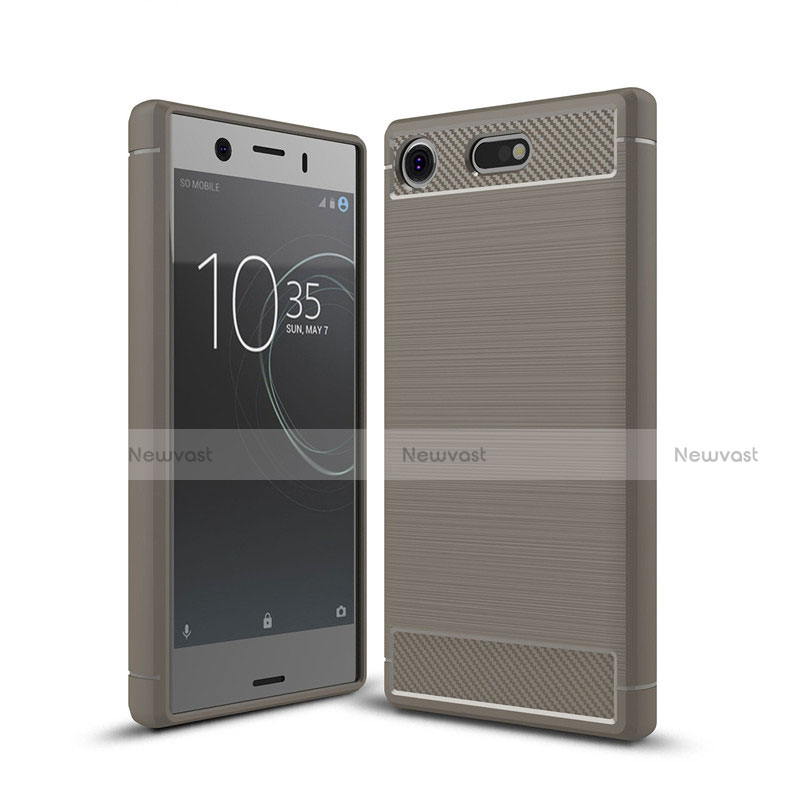 Silicone Candy Rubber TPU Twill Soft Case Cover for Sony Xperia XZ1 Compact Gray