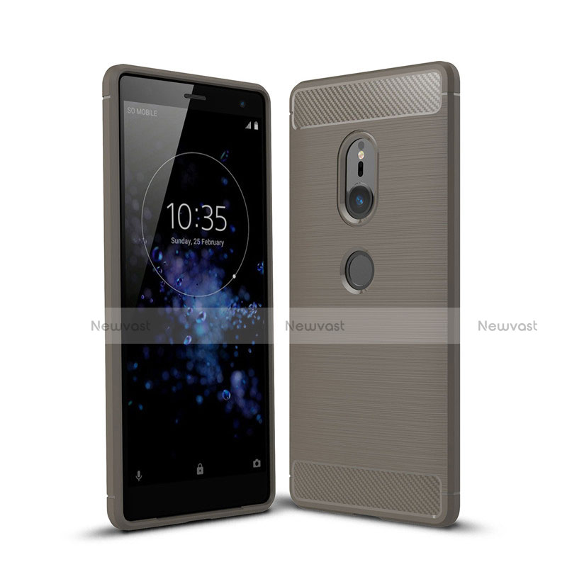 Silicone Candy Rubber TPU Twill Soft Case Cover for Sony Xperia XZ2 Gray