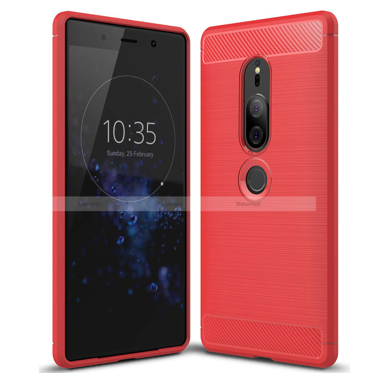 Silicone Candy Rubber TPU Twill Soft Case Cover for Sony Xperia XZ2 Premium Red