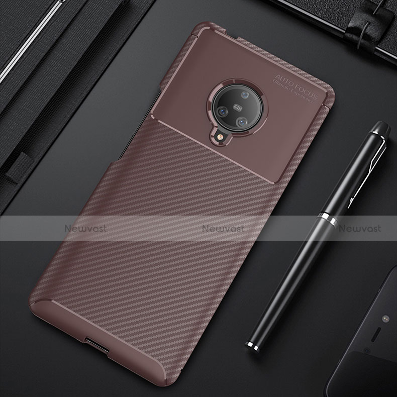 Silicone Candy Rubber TPU Twill Soft Case Cover for Vivo Nex 3 5G Brown