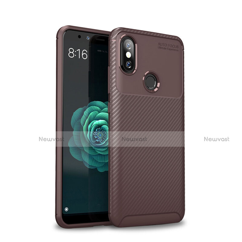 Silicone Candy Rubber TPU Twill Soft Case Cover for Xiaomi Mi 6X Brown