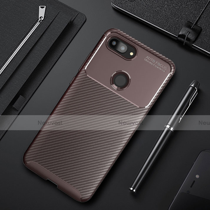 Silicone Candy Rubber TPU Twill Soft Case Cover for Xiaomi Mi 8 Lite Brown