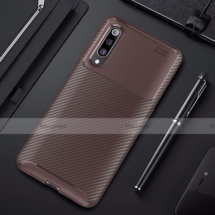 Silicone Candy Rubber TPU Twill Soft Case Cover for Xiaomi Mi 9 SE Brown