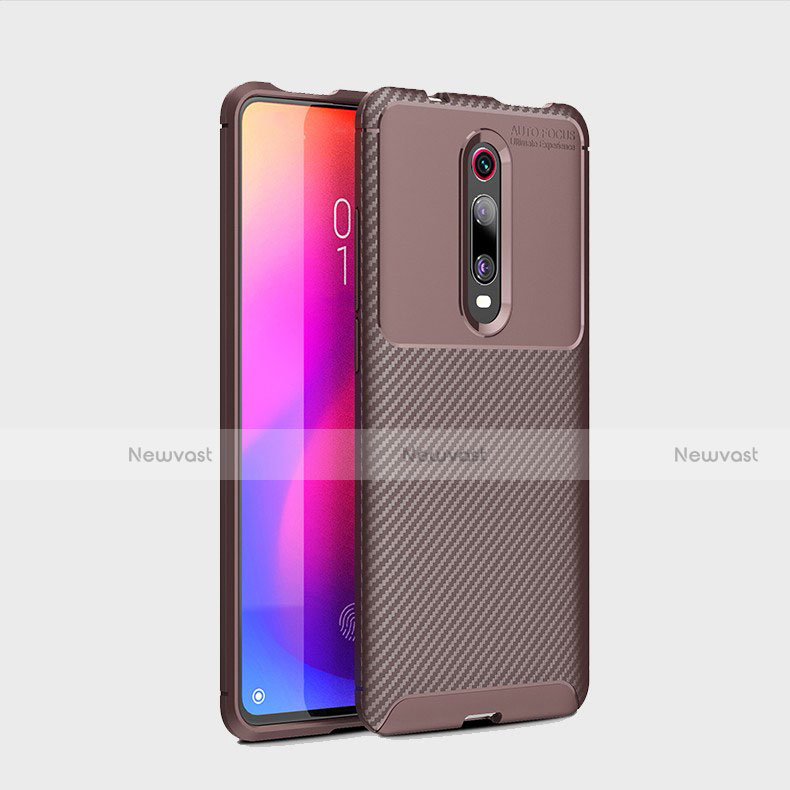 Silicone Candy Rubber TPU Twill Soft Case Cover for Xiaomi Mi 9T Brown