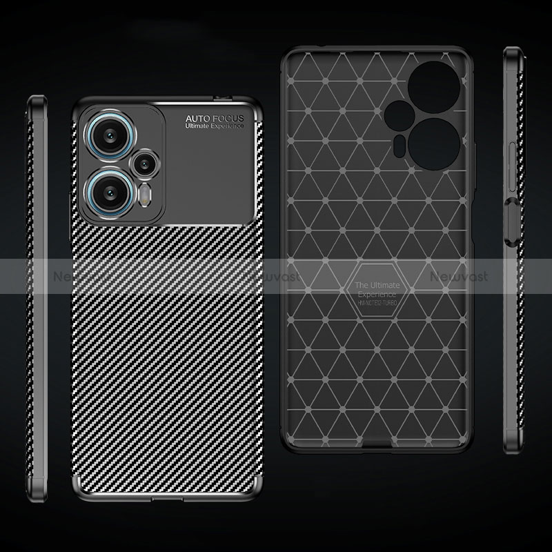 Silicone Candy Rubber TPU Twill Soft Case Cover for Xiaomi Poco F5 5G Black