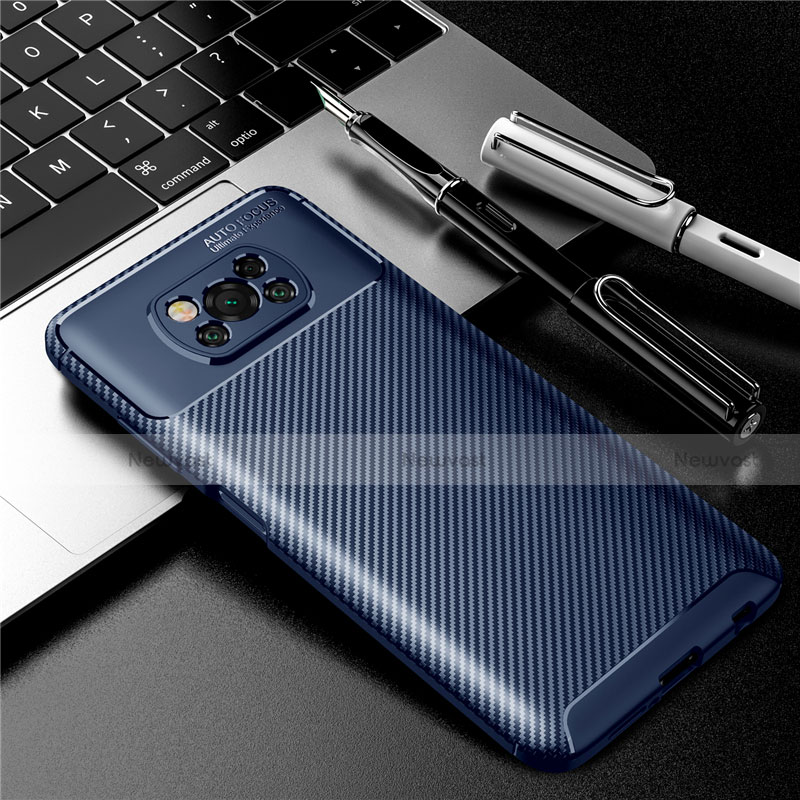 Silicone Candy Rubber TPU Twill Soft Case Cover for Xiaomi Poco X3 NFC Blue