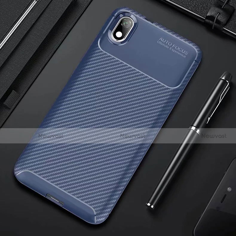 Silicone Candy Rubber TPU Twill Soft Case Cover for Xiaomi Redmi 7A Blue