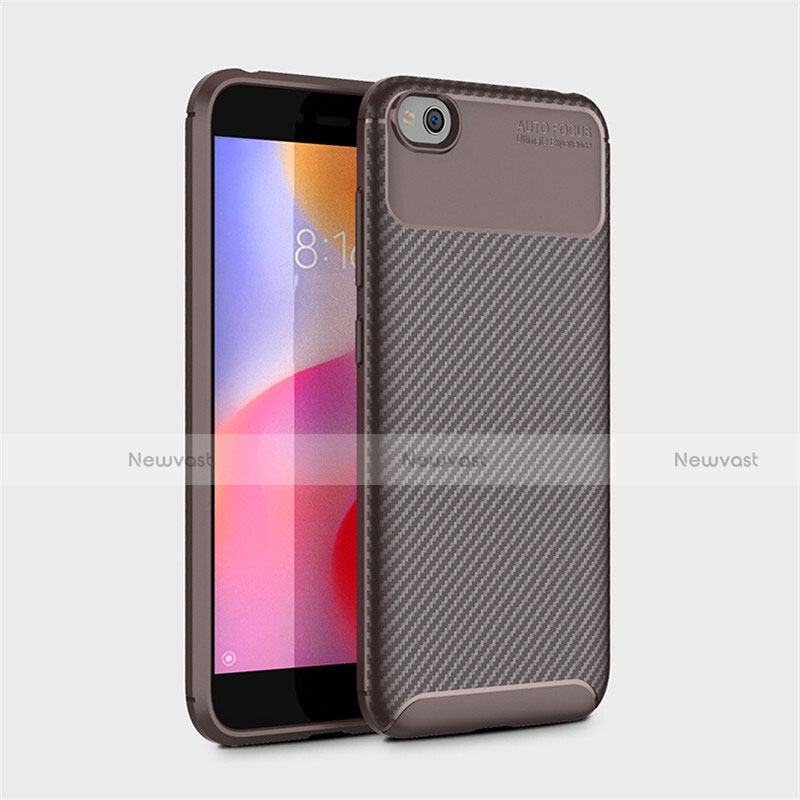 Silicone Candy Rubber TPU Twill Soft Case Cover for Xiaomi Redmi Go Brown