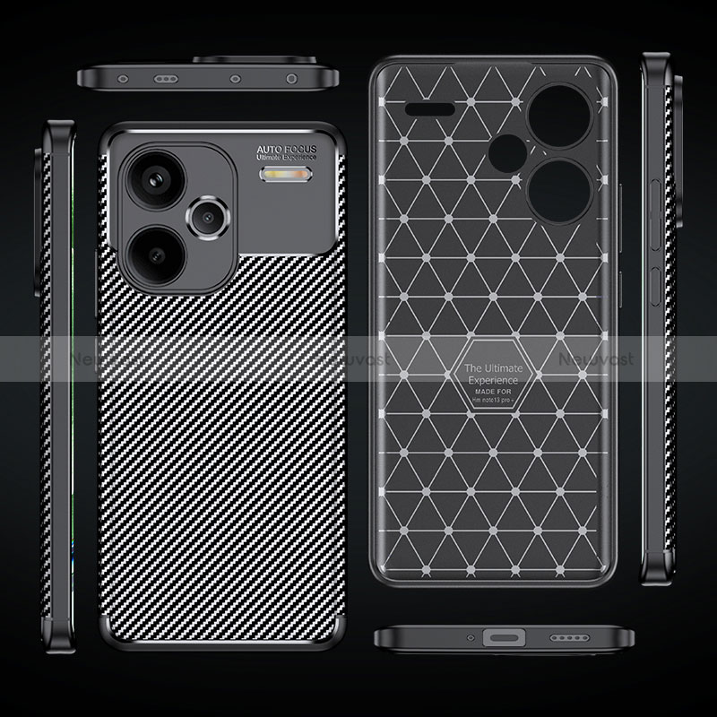 Silicone Candy Rubber TPU Twill Soft Case Cover for Xiaomi Redmi Note 13 Pro+ Plus 5G Black