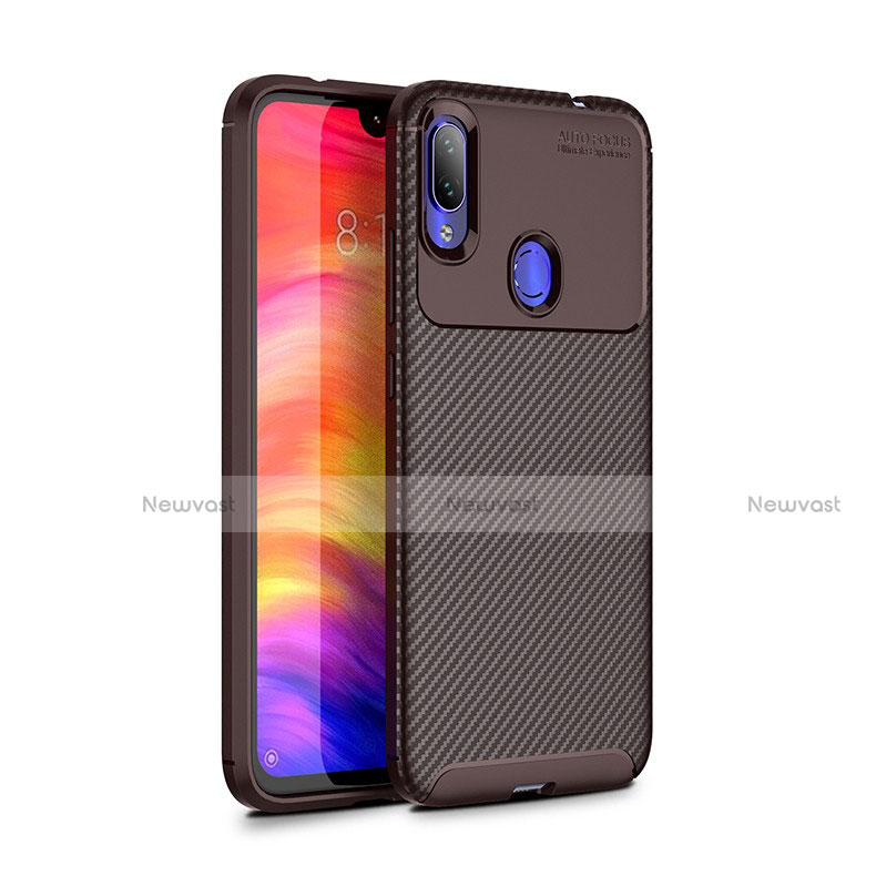 Silicone Candy Rubber TPU Twill Soft Case Cover for Xiaomi Redmi Note 7 Brown