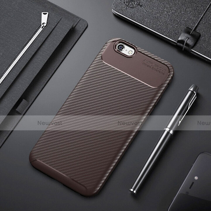 Silicone Candy Rubber TPU Twill Soft Case Cover S01 for Apple iPhone 6S Plus Brown