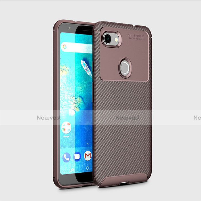 Silicone Candy Rubber TPU Twill Soft Case Cover S01 for Google Pixel 3 Brown