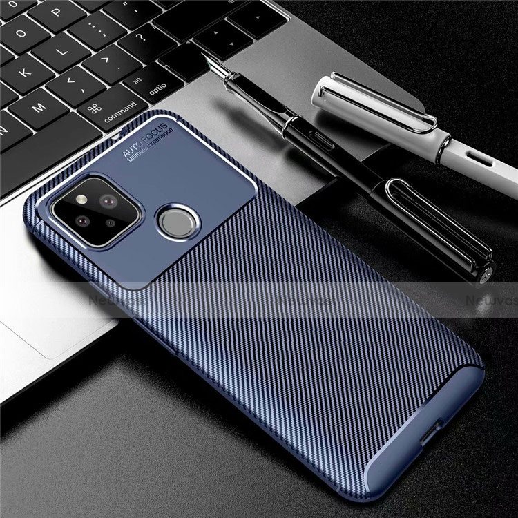Silicone Candy Rubber TPU Twill Soft Case Cover S01 for Google Pixel 5 Blue