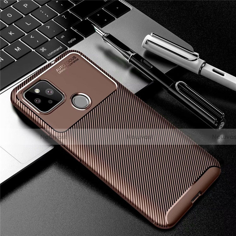 Silicone Candy Rubber TPU Twill Soft Case Cover S01 for Google Pixel 5 Brown