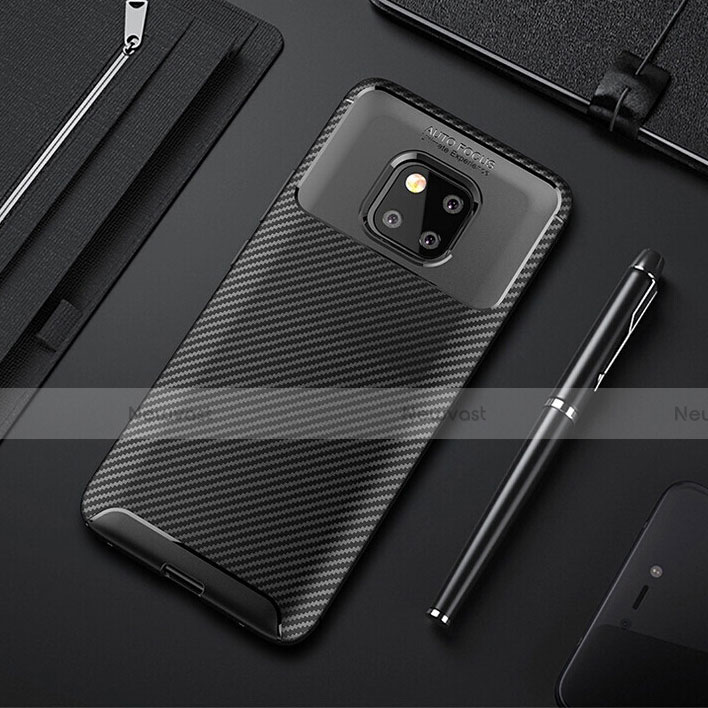 Silicone Candy Rubber TPU Twill Soft Case Cover S01 for Huawei Mate 20 Pro Black