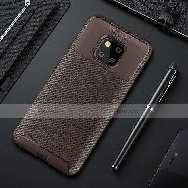 Silicone Candy Rubber TPU Twill Soft Case Cover S01 for Huawei Mate 20 Pro Brown