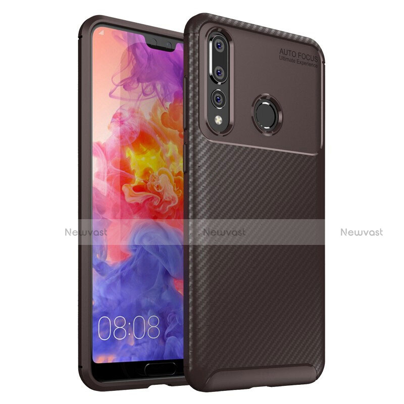 Silicone Candy Rubber TPU Twill Soft Case Cover S01 for Huawei P30 Lite XL Brown