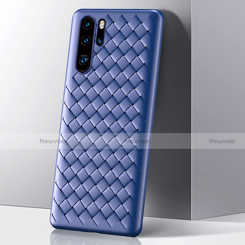 Silicone Candy Rubber TPU Twill Soft Case Cover S01 for Huawei P30 Pro Blue