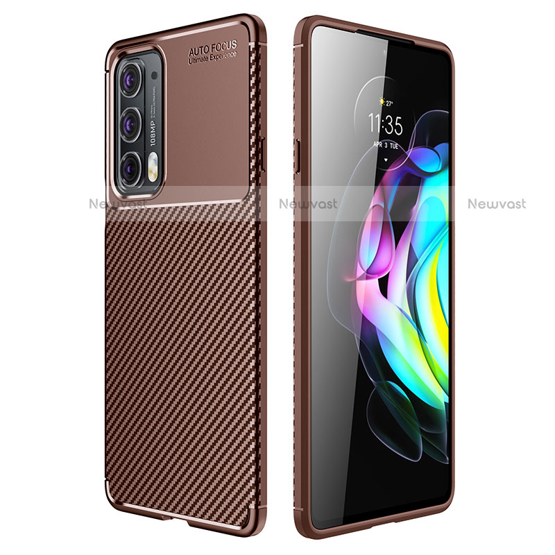 Silicone Candy Rubber TPU Twill Soft Case Cover S01 for Motorola Moto Edge Lite 5G Brown