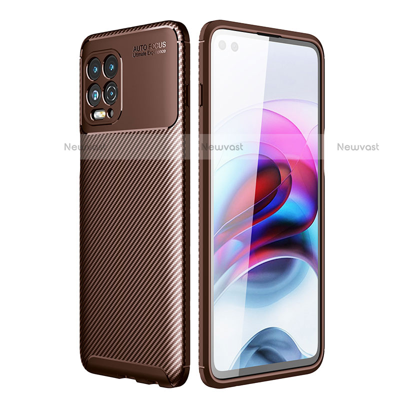 Silicone Candy Rubber TPU Twill Soft Case Cover S01 for Motorola Moto Edge S 5G Brown