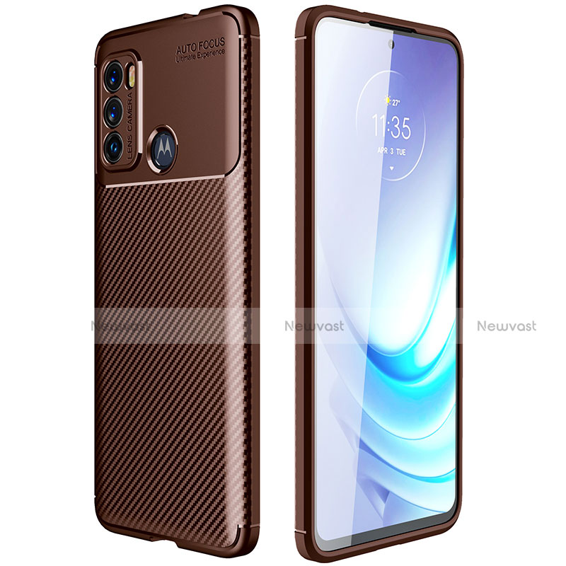 Silicone Candy Rubber TPU Twill Soft Case Cover S01 for Motorola Moto G40 Fusion Brown