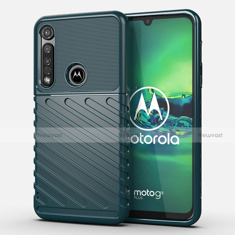 Silicone Candy Rubber TPU Twill Soft Case Cover S01 for Motorola Moto G8 Plus Green