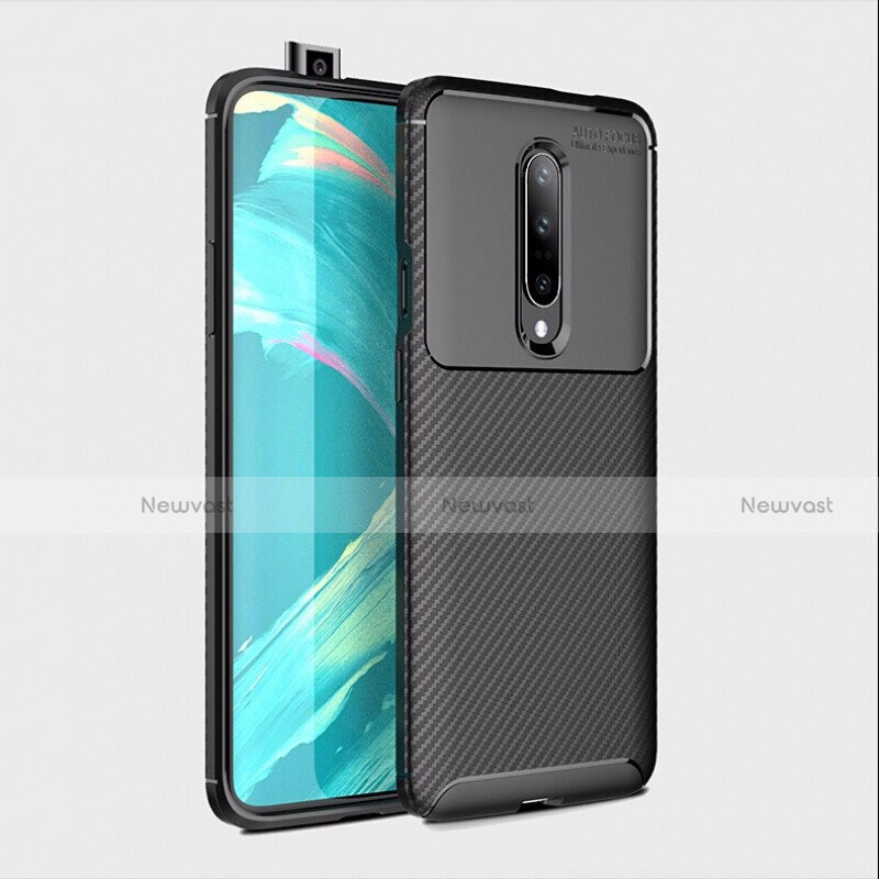Silicone Candy Rubber TPU Twill Soft Case Cover S01 for OnePlus 7 Pro Black
