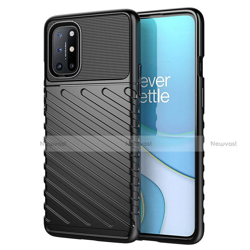 Silicone Candy Rubber TPU Twill Soft Case Cover S01 for OnePlus 8T 5G Black